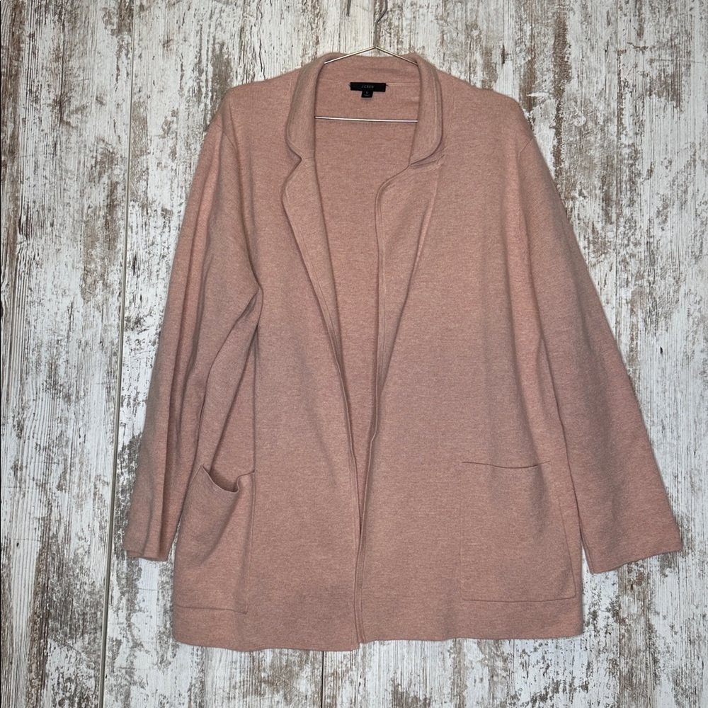 J.Crew Eloise Sweater-Blazer Women’s Size L Blush Pink Merino Wool Blend - Picture 2 of 10